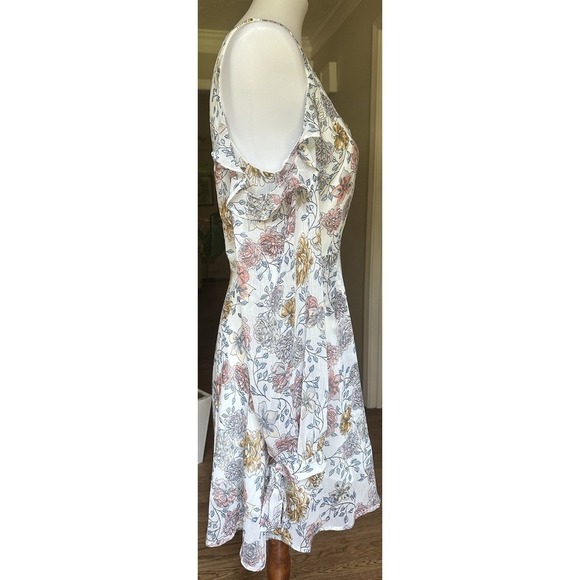 J.O.A. Floral Cold Shoulder Wrap Mini Dress Women's Medium Long Sleeve Lined - Picture 6 of 10